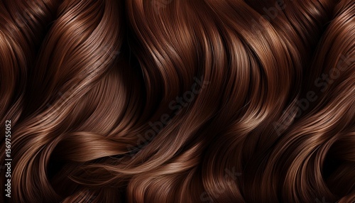 wavy dark brown hair texture seamless pattern beauty salon background for haircare branding wig extension product packaging cosmetics industry realistic curl design swatch color sample lux chic inspo