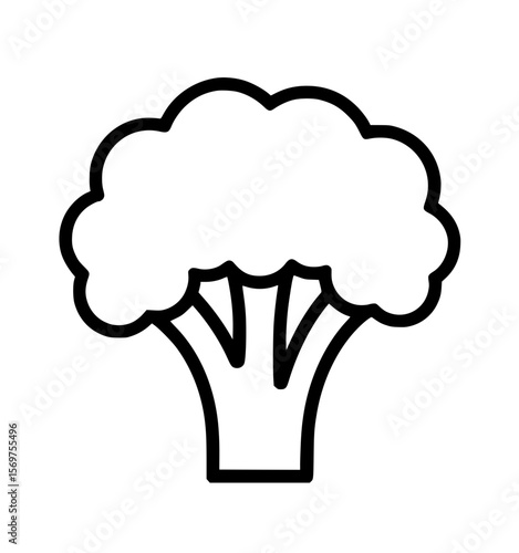 Simple black outline illustration of fresh broccoli vegetable