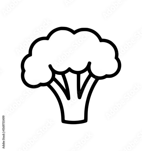 Simple black outline illustration of fresh broccoli vegetable