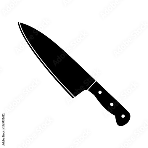 Black silhouette of a professional chef knife