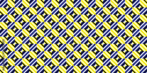 Bright abstract pattern featuring alternating blue and yellow diagonal stripes in an engaging geometric design. Ideal for backgrounds, wallpapers, branding, and decoration projects.