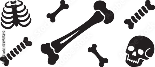Skull and bones silhouette vector, Skull crossbones icon Clipart
