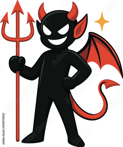 トライデントを持つ悪魔のイラスト