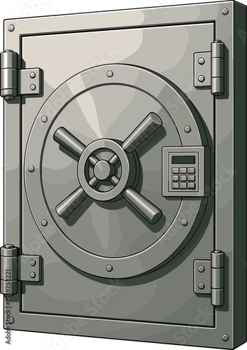 大きな金庫の扉のイラスト