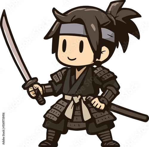 剣を持っている侍のイラスト