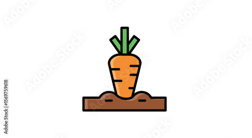 Carrot growing in soil on transparent background  
