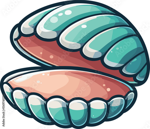 開いている二枚貝のイラスト