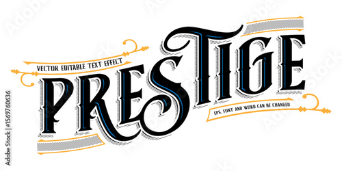 Prestige editable text effect, victorian vintage text style