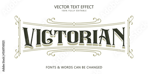 Victorian editable text effect, Vintage ornament style