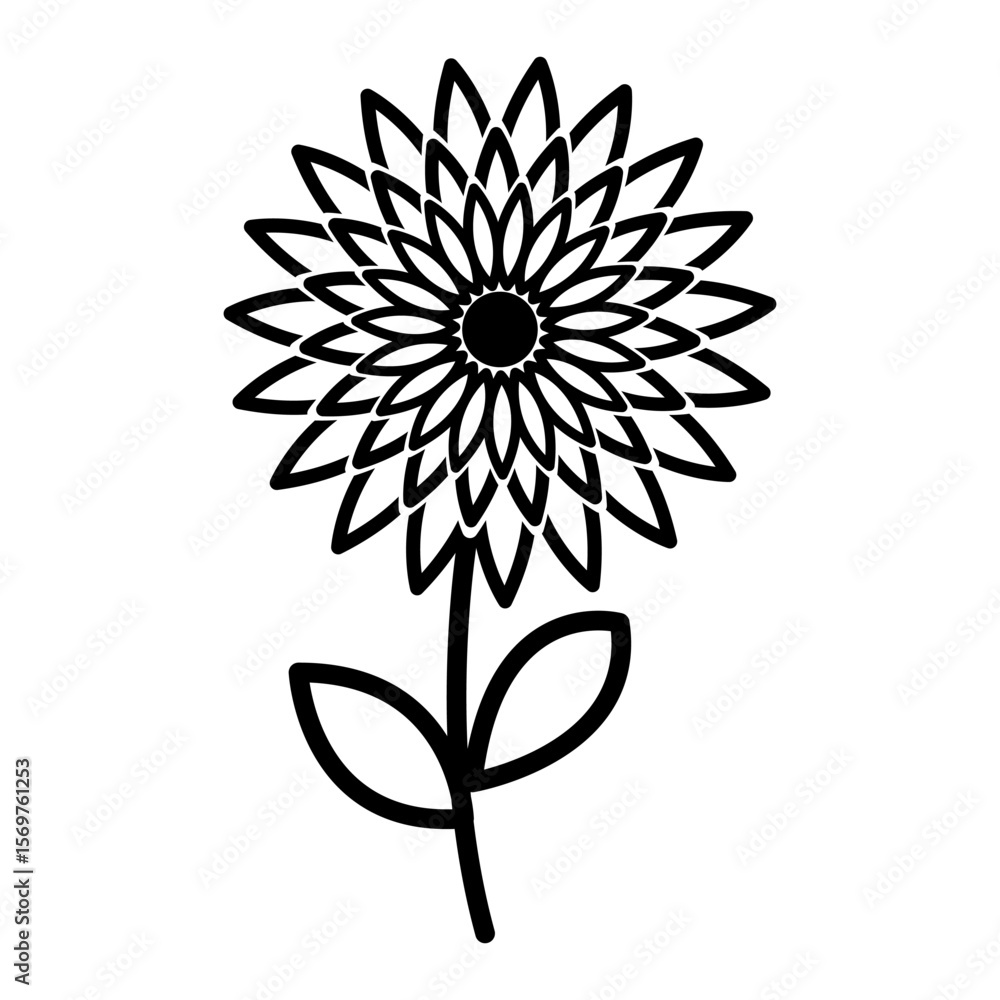 Flower line art minimalist outline clip art illustration