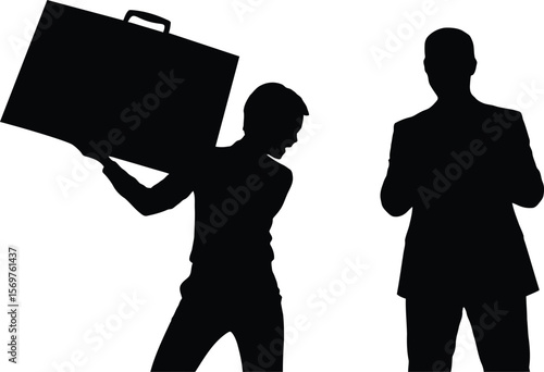 Briefcase Lifter Silhouette - Employee Serving Manager