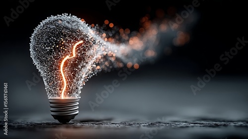 Glowing Lightbulb with Sparks, Idea Concept, Innovation, Inspiration