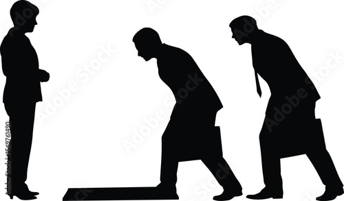Human Doormat Silhouette - Employee Under Boss's Feet