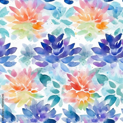 colorful flowers, bright watercolor, floral burst, abstract symmetry, hand-painted style, AI generated, garden blooms, kaleidoscope pattern, digital print