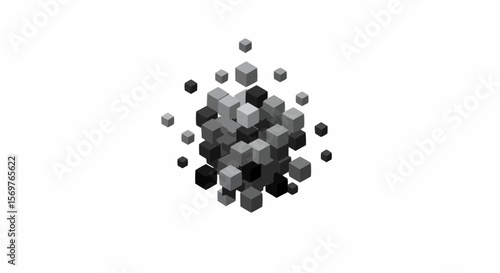 Exploding 3D Cubes Optical Illusion Vector Design