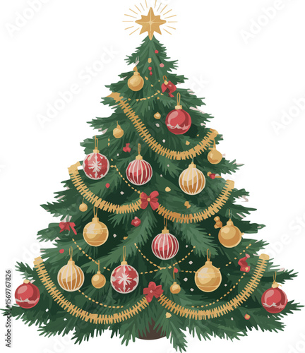 Festive collection of stylized christmas trees in vibrant colors with classic font accents perfect for holiday decorations and seasonal greetings