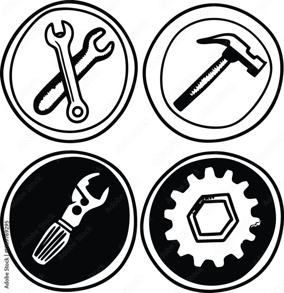 Obraz premium Set of Repair Tool Line Icons vector