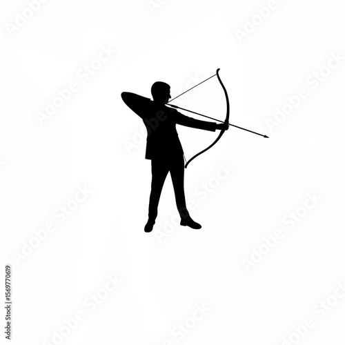 Silhouette of person giving a formal bow on white background