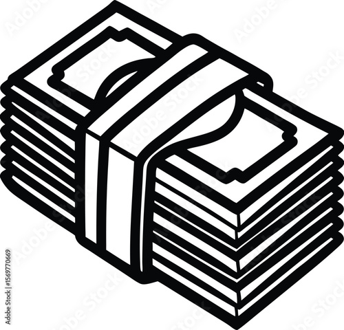 Bundle of Cash Black and White Drawing