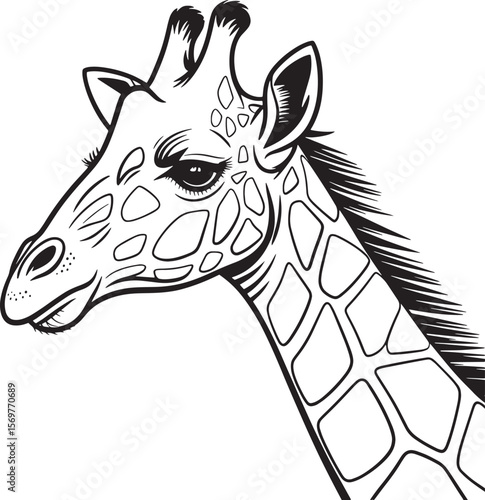 Stylized giraffe head with patterned neck animal wildlife