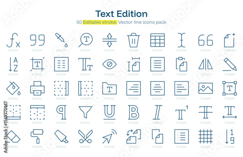Text Edition line icon pack. Text Edition Stroke icon set. Editable Stroke icon