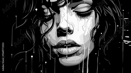 Art portrait of a girl with depression, apathy and anxiety