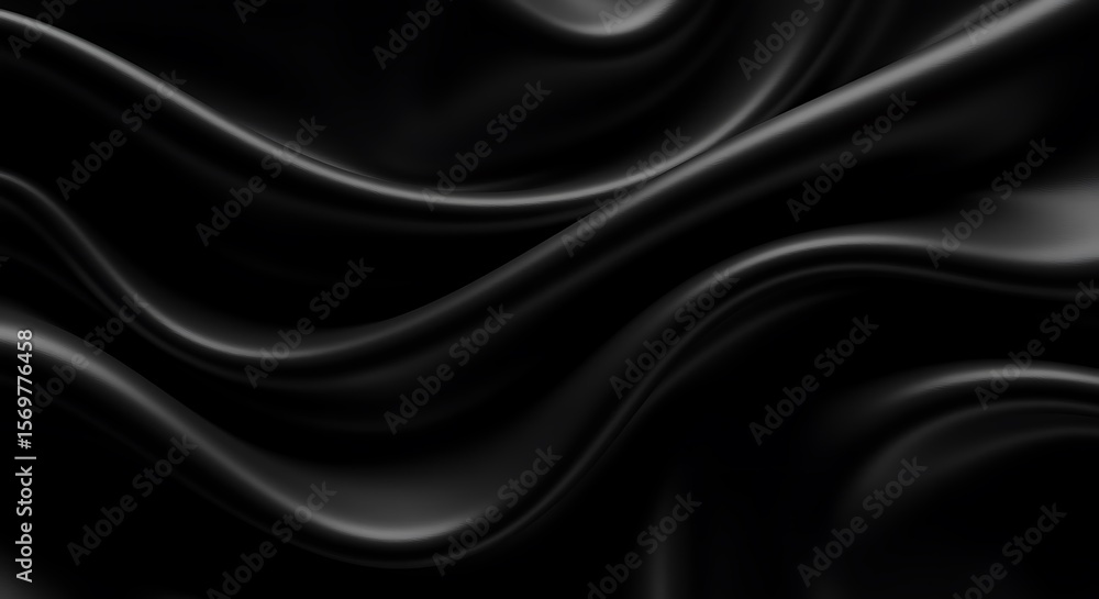 Obraz premium Elegant Draped Black Silk Fabric Texture Luxurious Smooth Waves