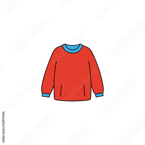 A red longsleeve sweater with blue cuffs