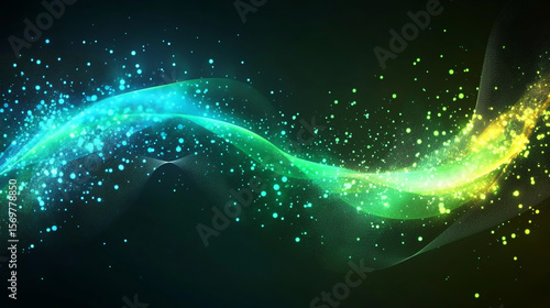 Abstract background with black, dark blue, green, emerald, petrol, teal, lime, yellow, and white hues. Smooth color gradient and ombre blend with dynamic line stripes.1
