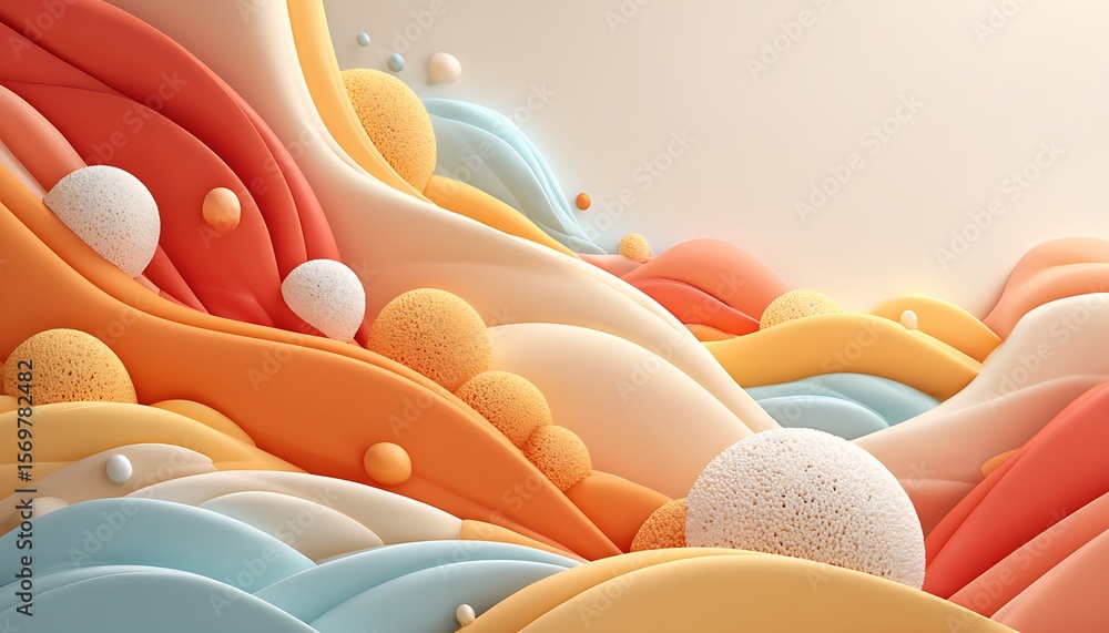 Obraz premium Peach pastel mood abstract with airy shapes and smooth blending tones