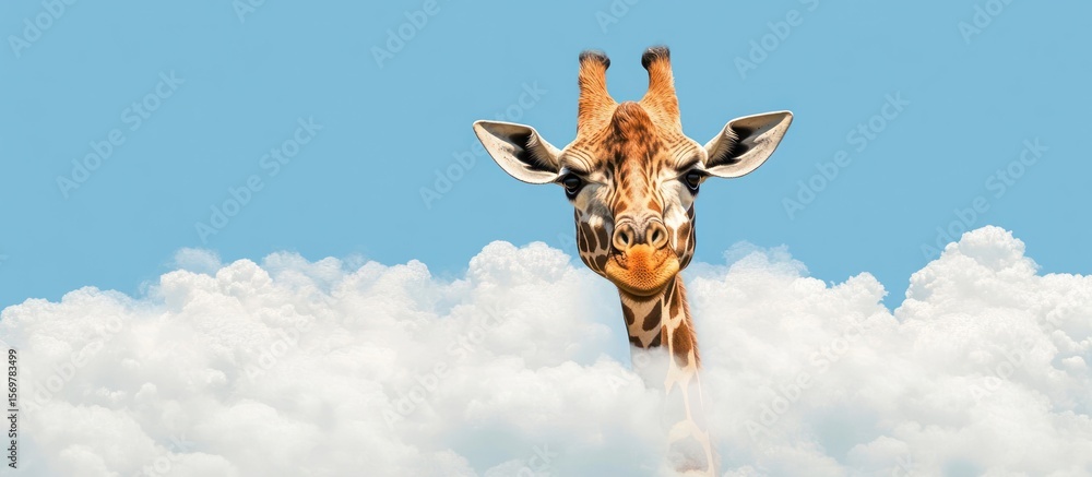 Naklejka premium Giraffe in the clouds (1)