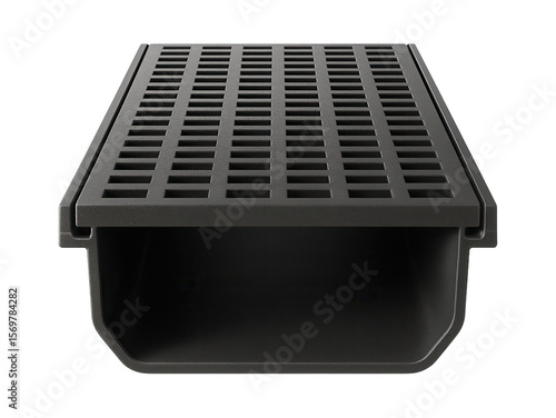 Water drainage channel for a swimming pool area, made with UV-resistant polypropylene to withstand sun exposure.