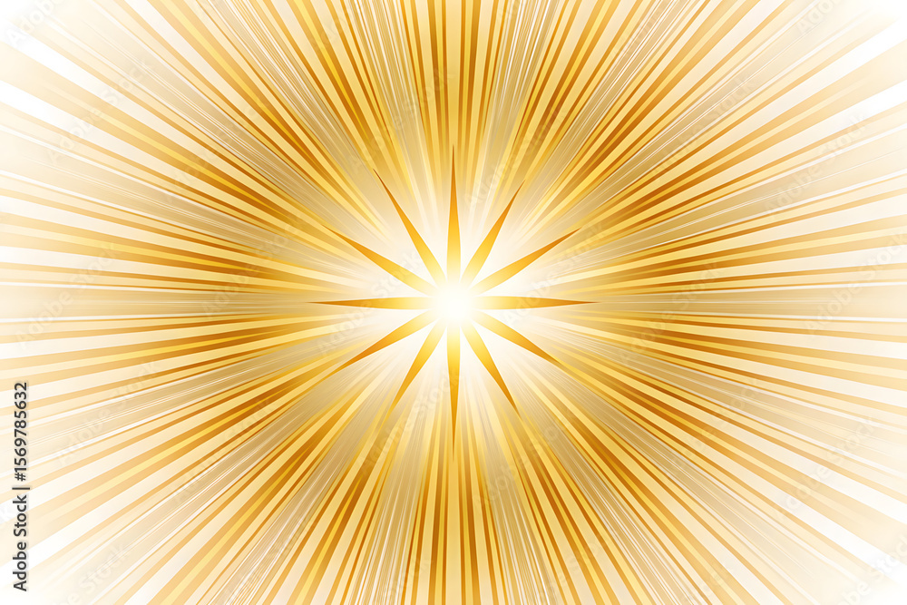 Fototapeta premium Golden Sunburst Radiating Lines on transparent background