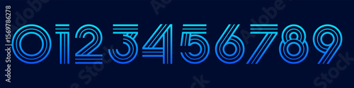 Number set font alphabet vector illustration. Set of modern number 0 to 9 logo designs. In blue color.