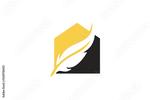 Home Feather Vector Logo Premium 