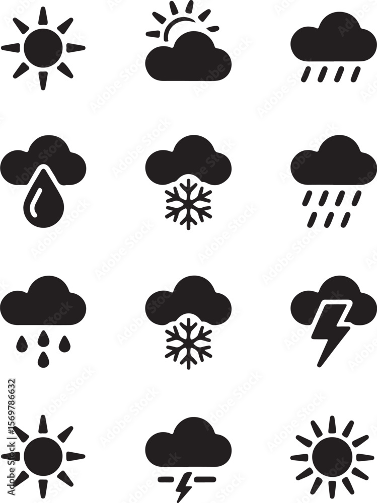 Forecast Icons in Silhouette Style
Forecast Icons in Silhouette Style