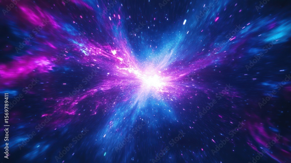Fototapeta premium Cosmic explosion, vibrant colors, starburst