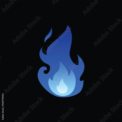 Blue flames vector illustration element template, background, frame, effects, layout. Vector eps 10. Cartoon of flames