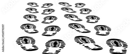 footprint shoe sole tracking path on transparent background, shoe footprint path vector illustration