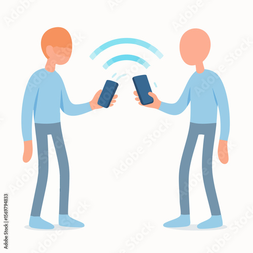 Flat Illustration Communication Between People Using Mobile Phone Technology Concept