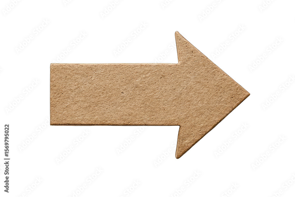 Obraz premium Beige cardboard arrow, pointing right