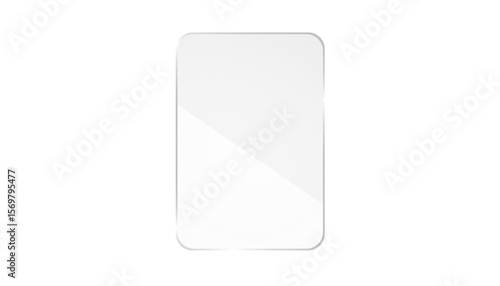 Glossy plastic glare frame. Flat glass plate, transparent banners, realistic screen glass, window mockup, clear glass showcase.