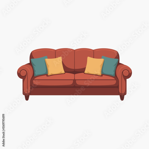 Modern Couch Design Accented with Decorative Cushions(Multiple values)