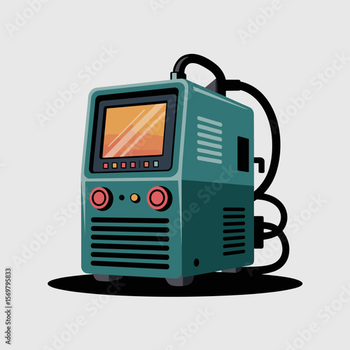 Modern Welding Machine with Cables and Torch