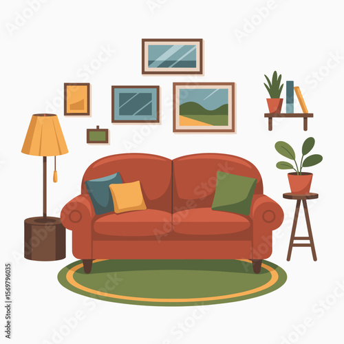 Flat Illustration of a Comfortable Living Space