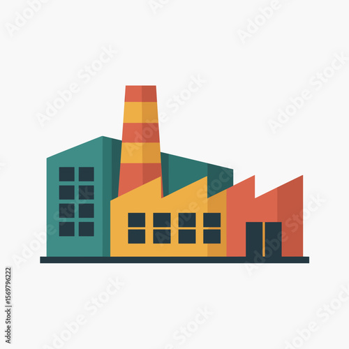 Production Plant in Flat Design Aesthetic