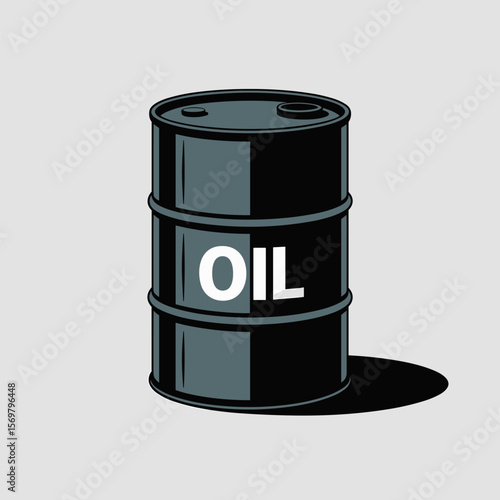 Black Oil Container in a Clean Illustration