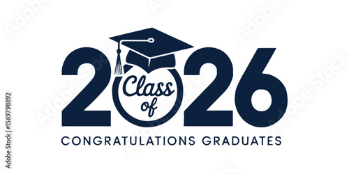 modern class of 2026 graduation design with bold typography cap tassel and congratulations graduates graphic