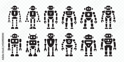 collection of modern robot vectors including humanoid machines android cyborg drone and automation designs for digital innovation