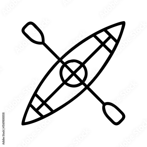 Isolated kayak outline vector illustration for water sports and outdoor adventure activities icon design